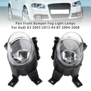 Pair Front Bumper Fog Light Lamps For Audi A3 2003-2013 A4 B7 2004-2008