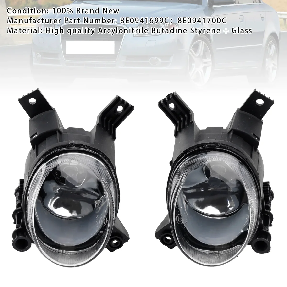 Pair Front Bumper Fog Light Lamps For Audi A3 2003-2013 A4 B7 2004-2008 - Bild 6