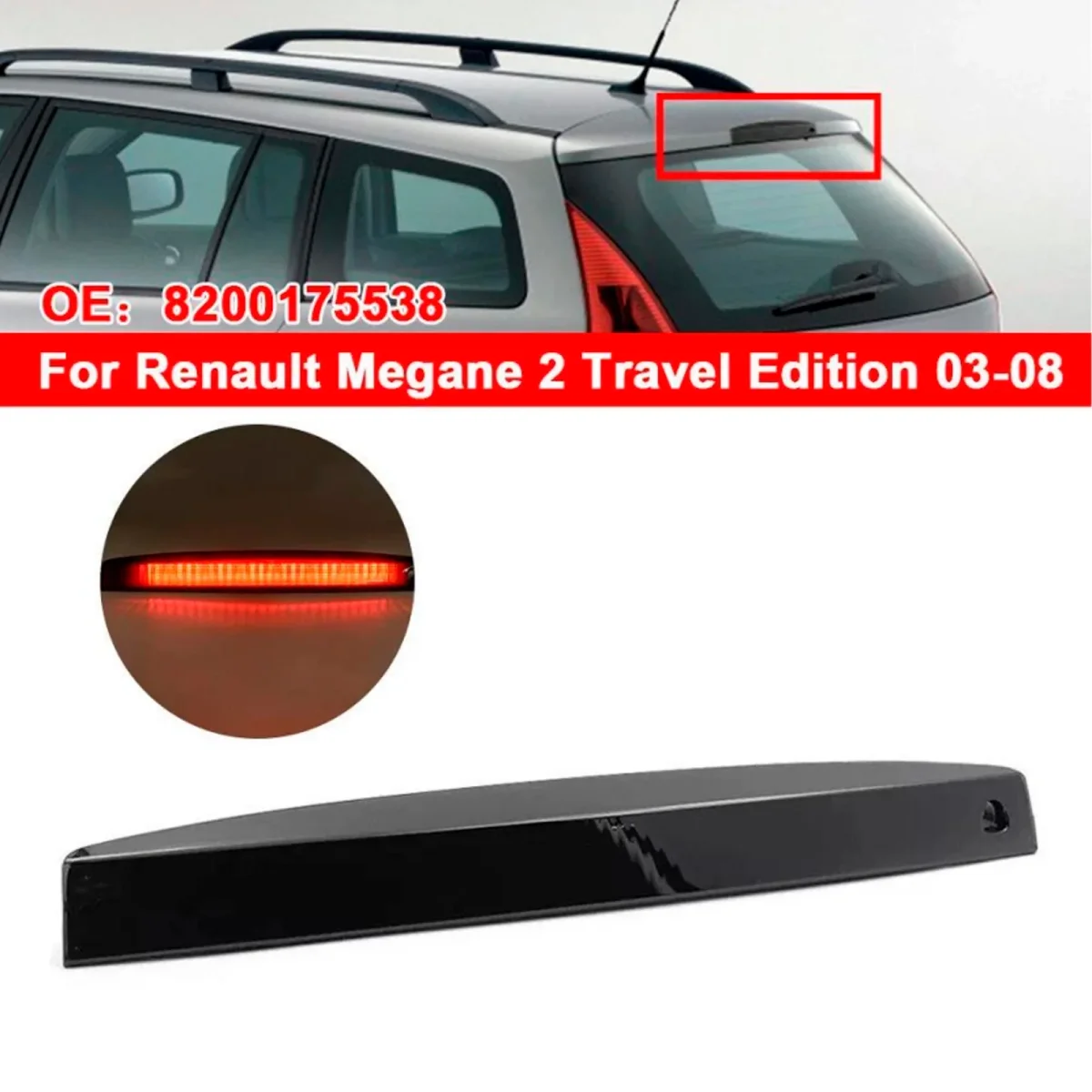 Black Lens LED Rear Third Brake Stop Light For Renault Megane MK II Estate 2003-2008 - Bild 4