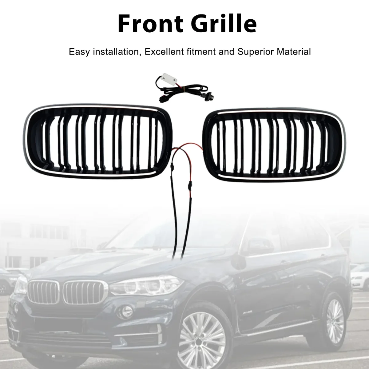 Double Slat Front Bumper Kidney Grille Fit BMW X5/X6 F15/F16 2013-2018 - Bild 5