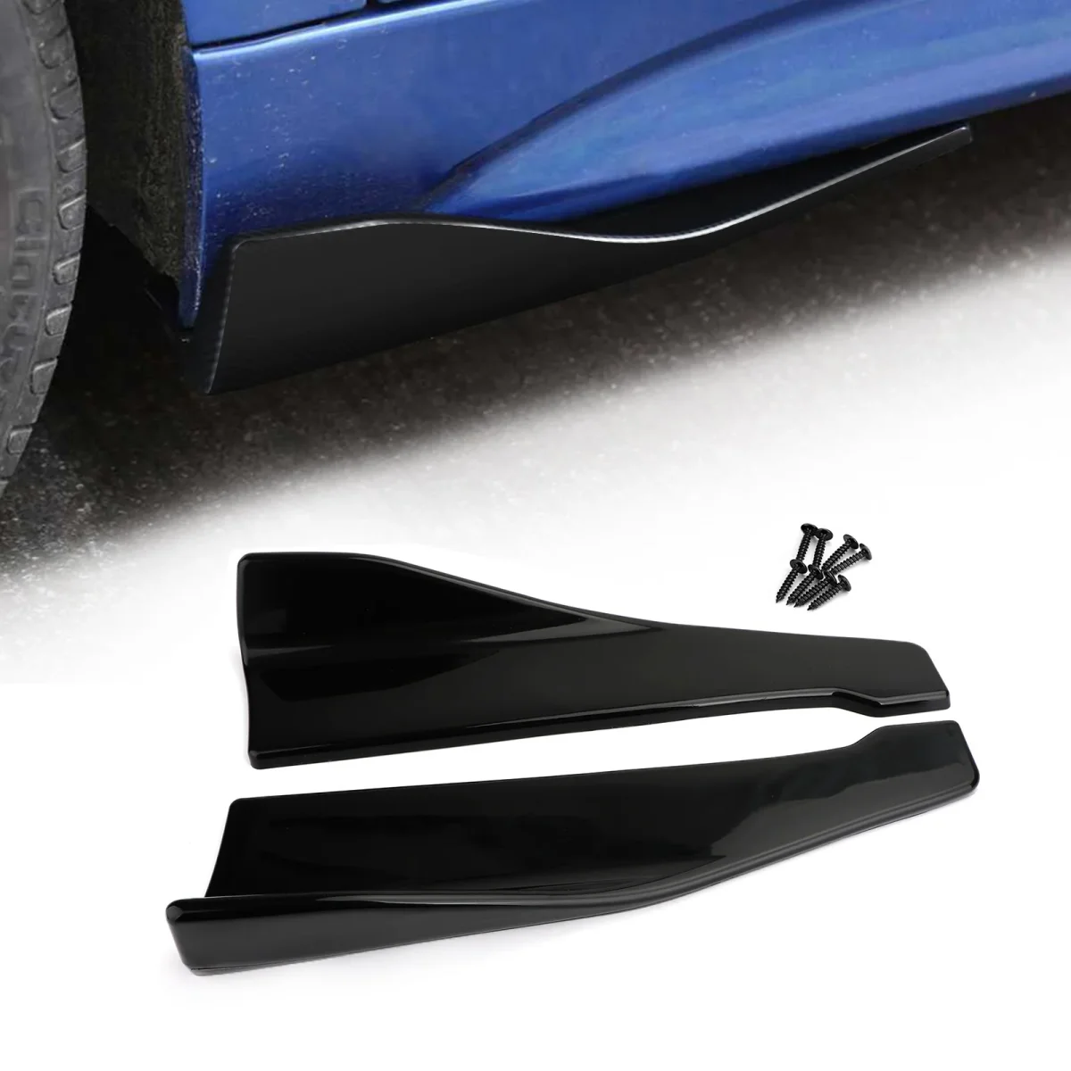 48cm Skirt Spoiler Rear Lip /Side Extension Rocker Splitters Winglet Wings Black