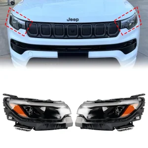 2022-2026 Jeep Compass Left+Right Led Headlight Assembly With LED Bulb 68441587AG 68441586AG