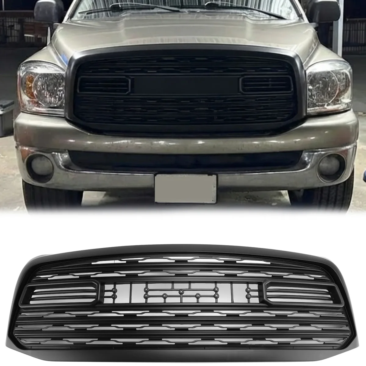 Dodge Ram 1500 2006-2008 LTD Style Grill Front Bumper Black Replacement Grille With RAM Letter - Bild 2