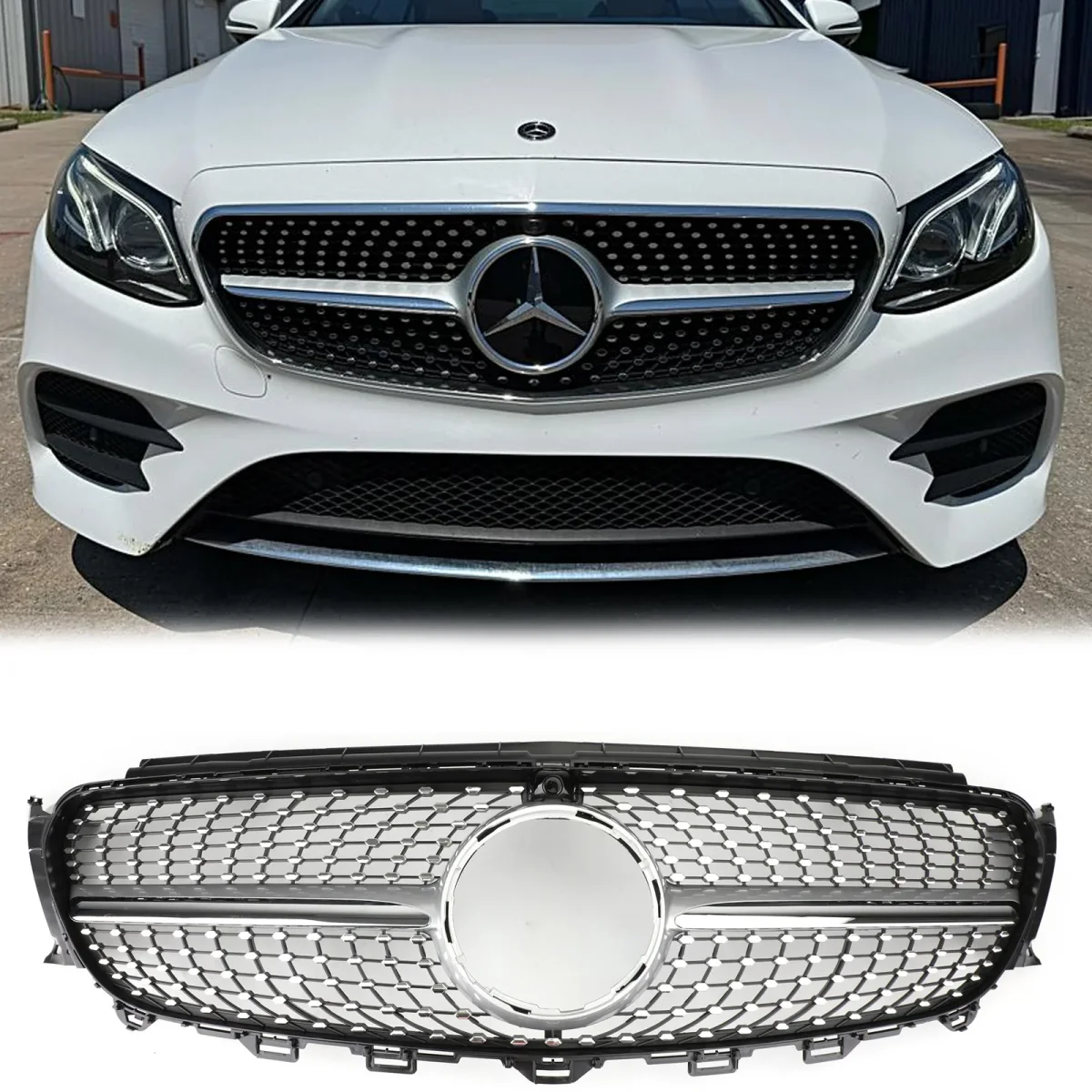 Mercedes Benz E-Class 2016-2019 W213 Front Grill Chrome Diamond Upper Bumper Grille - Bild 2