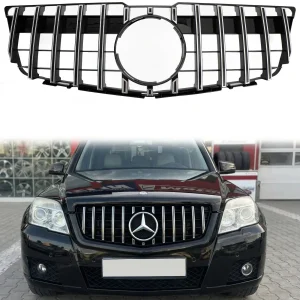 Mercedes Benz GLK-Class 2008-2012 X204 Black Chrome Grille Front Bumper Replacement Grill With Stat emblem