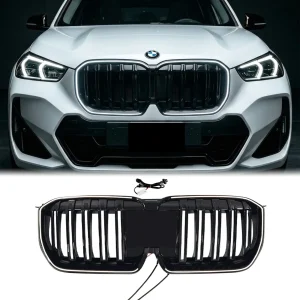 2023-2026 BMW X1 U11 U12  Double Slat Grille Black Front Bumper Kidney Grill W/ LED Light